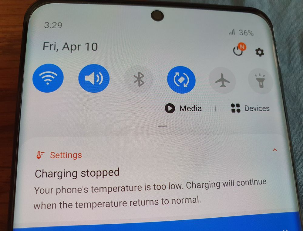 Samsung charging stopped temperature too low problem solution